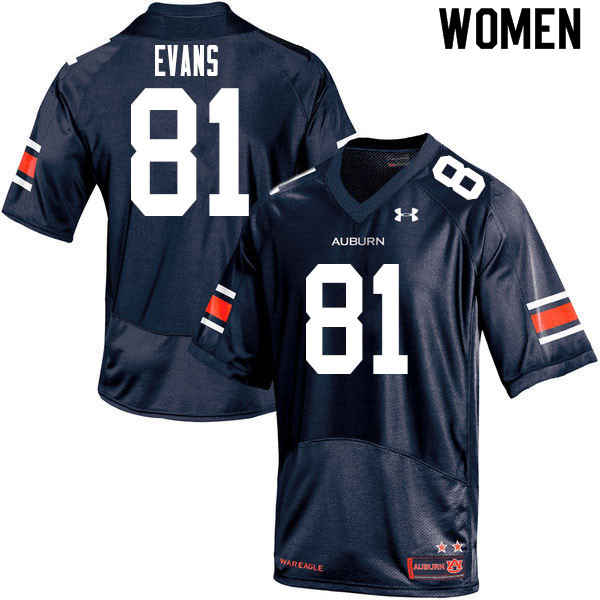 Women's Auburn Tigers #81 J.J. Evans Navy 2020 College Stitched Football Jersey